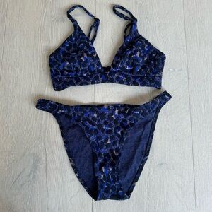 Oysho (Set) Adjustable Purple Leopard Print Bikini Set